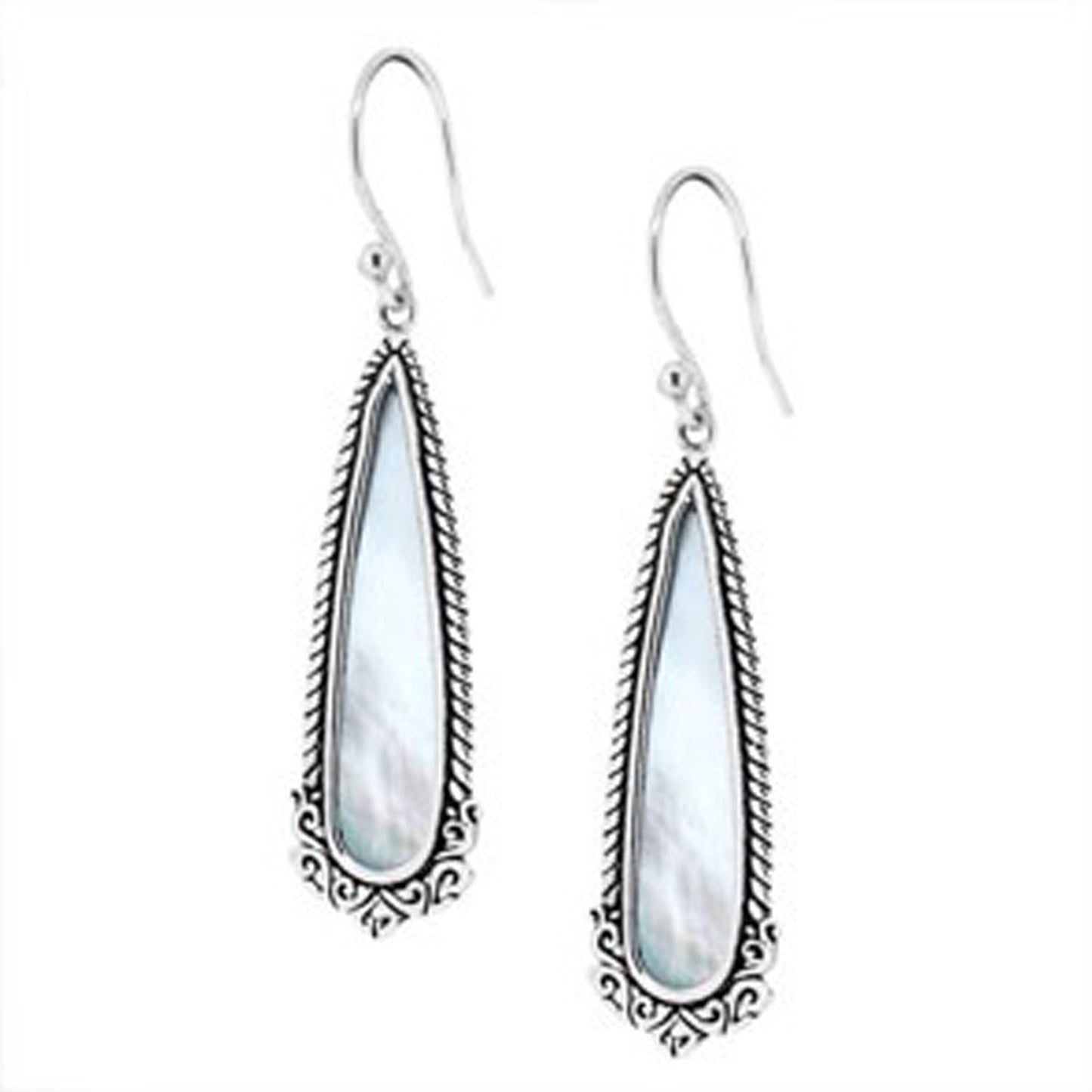 Bali RoManse Sterling Silver & Shell Elongated Dangle Earrings