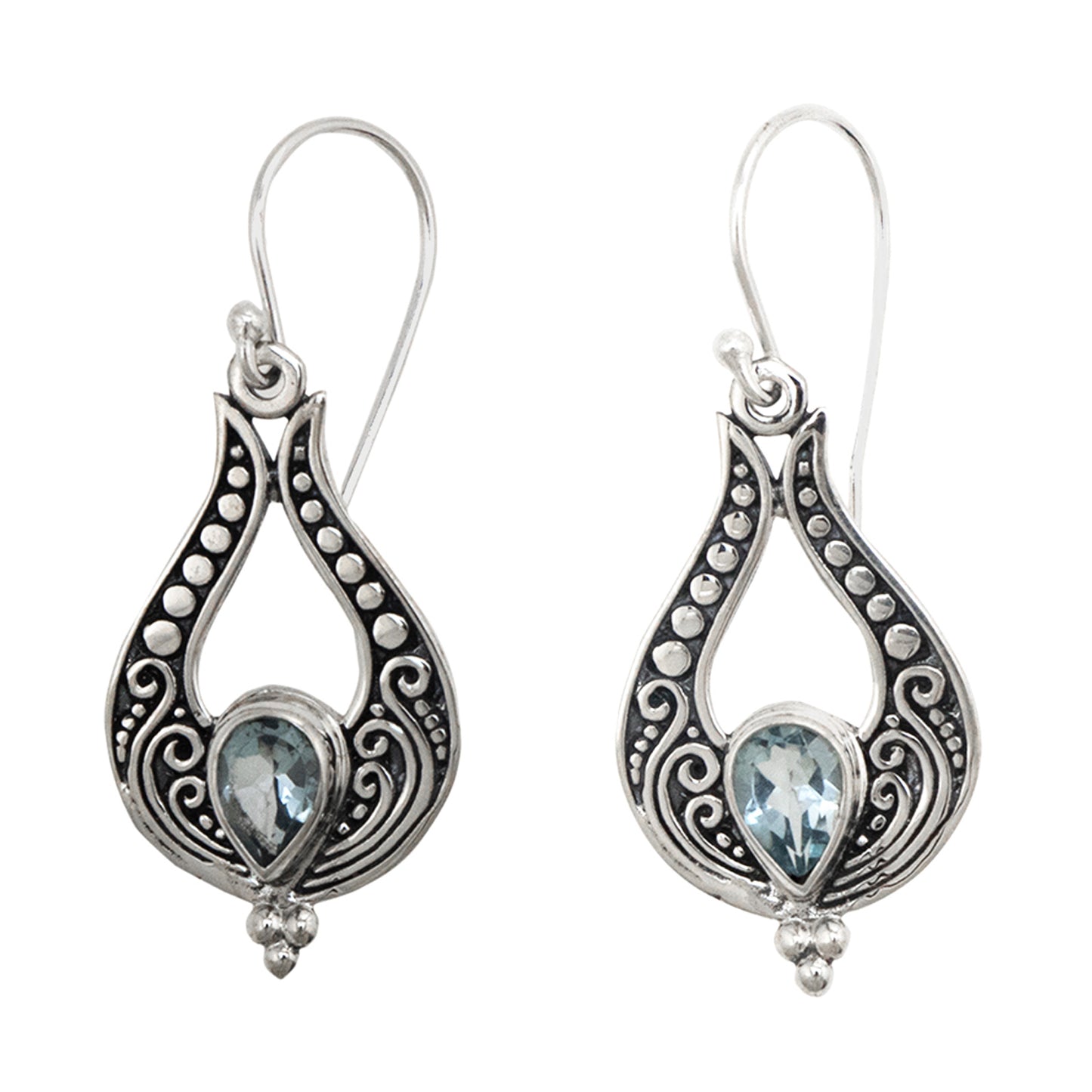 Bali RoManse Gemstone Sterling Silver Cut Out Earrings