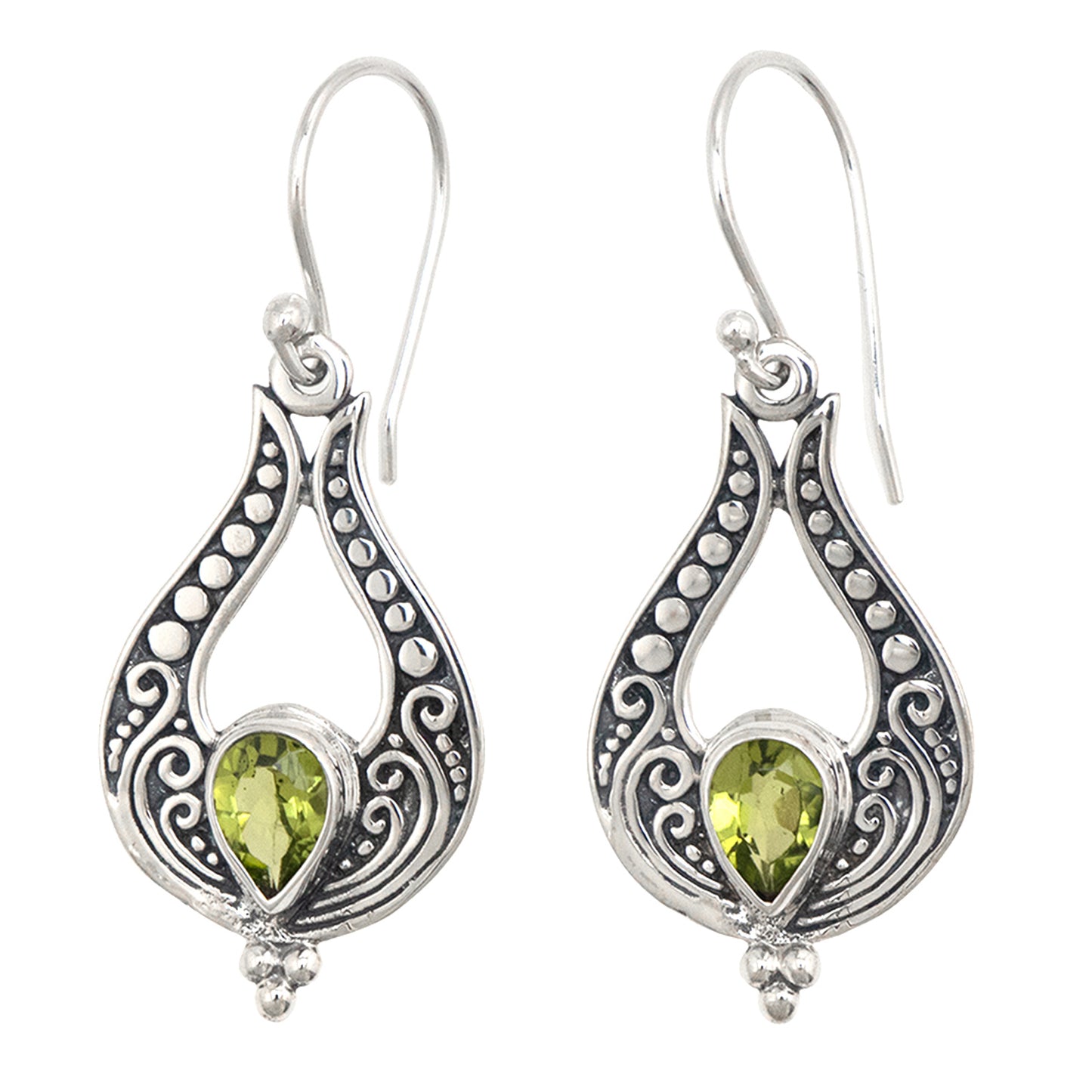 Bali RoManse Gemstone Sterling Silver Cut Out Earrings