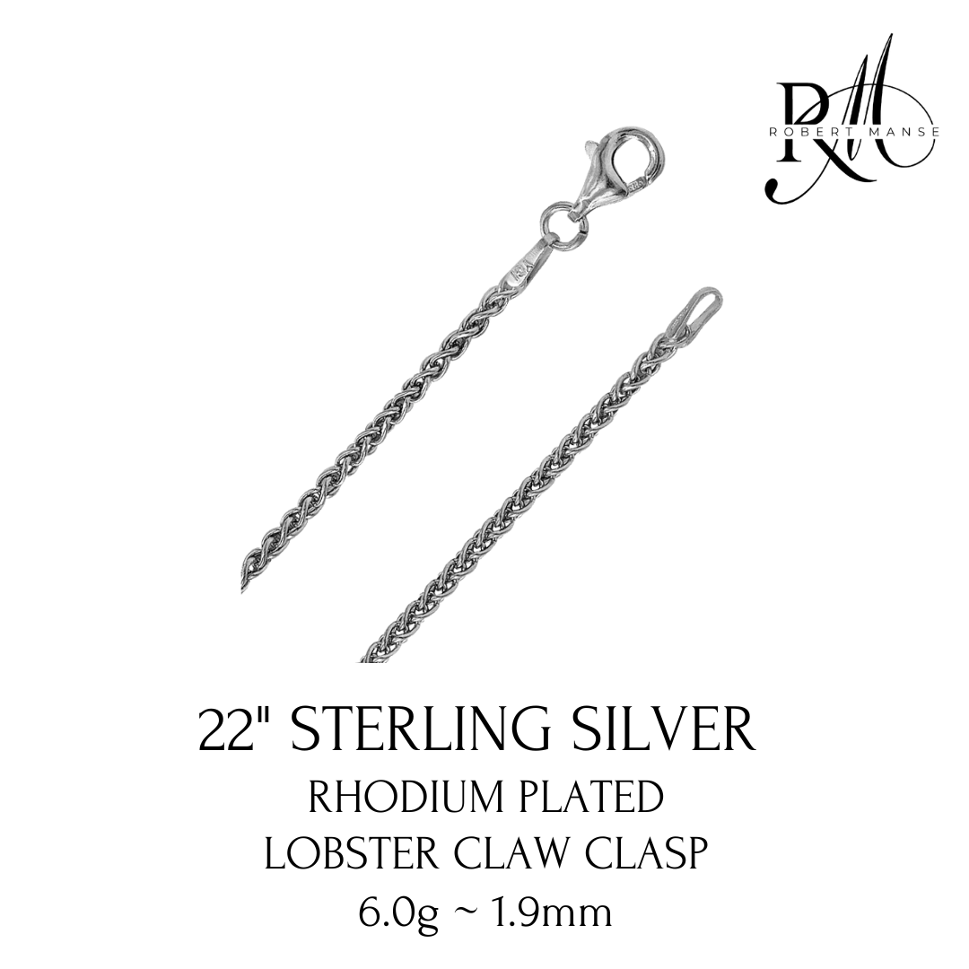 22" Rhodium Plated Sterling Silver Chain Necklace