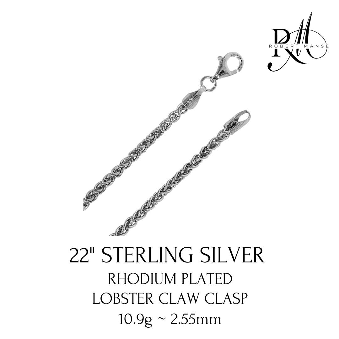 22" Rhodium Plated Sterling Silver Chain Necklace