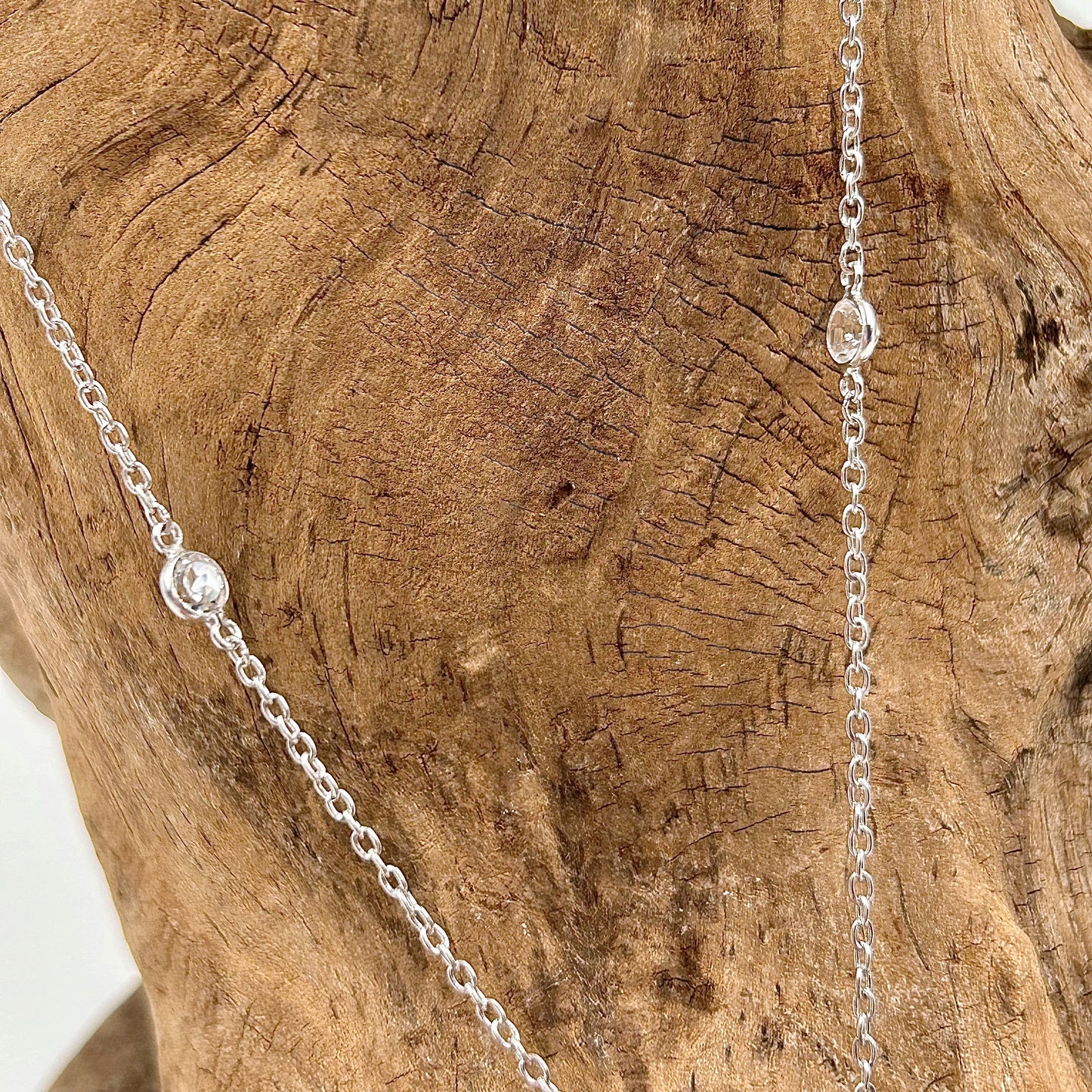Gem RoManse Sterling Silver Black Onyx & White Topaz Station Necklace
