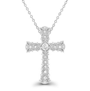 CZ RoManse Cross Pendant Sterling Silver Necklace