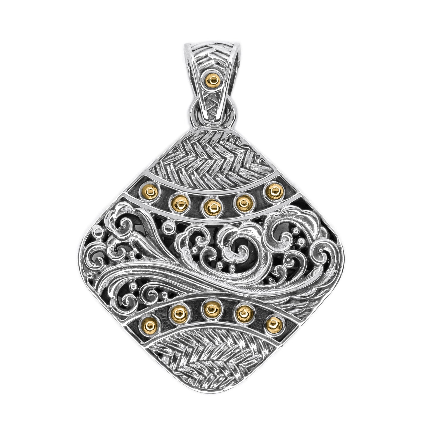 Bali RoManse Two-Tone Scrollwork 18K Gold & Sterling Silver Pendant