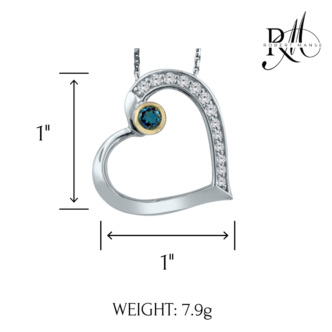 Gem RoManse London Blue Topaz Heart Sterling Silver Necklace