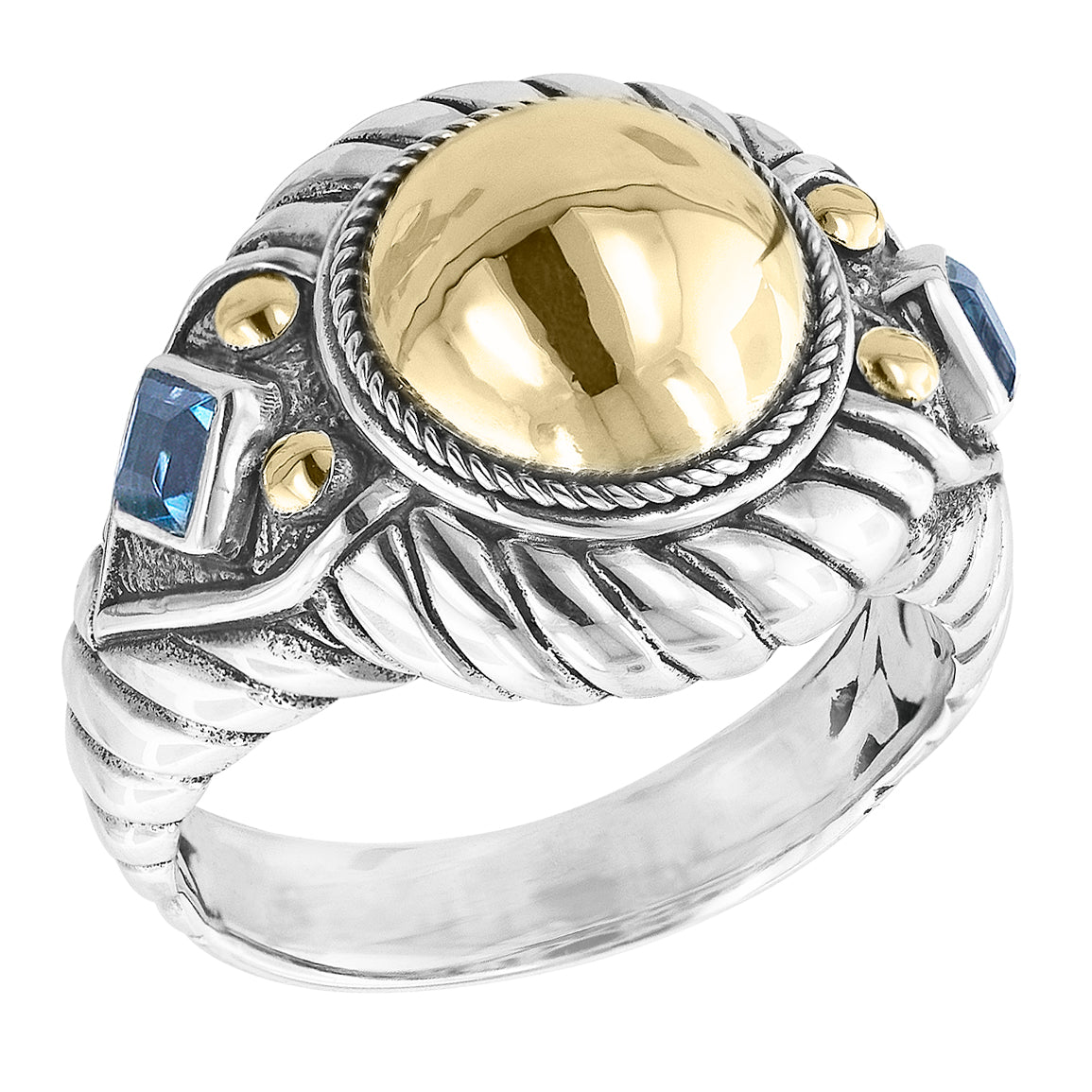 Bali RoManse 18K Gold Dome Gemstone & Sterling Silver Ring