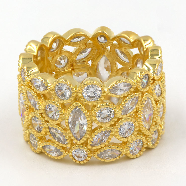 CZ RoManse Sterling Silver Marquise Cluster Ring