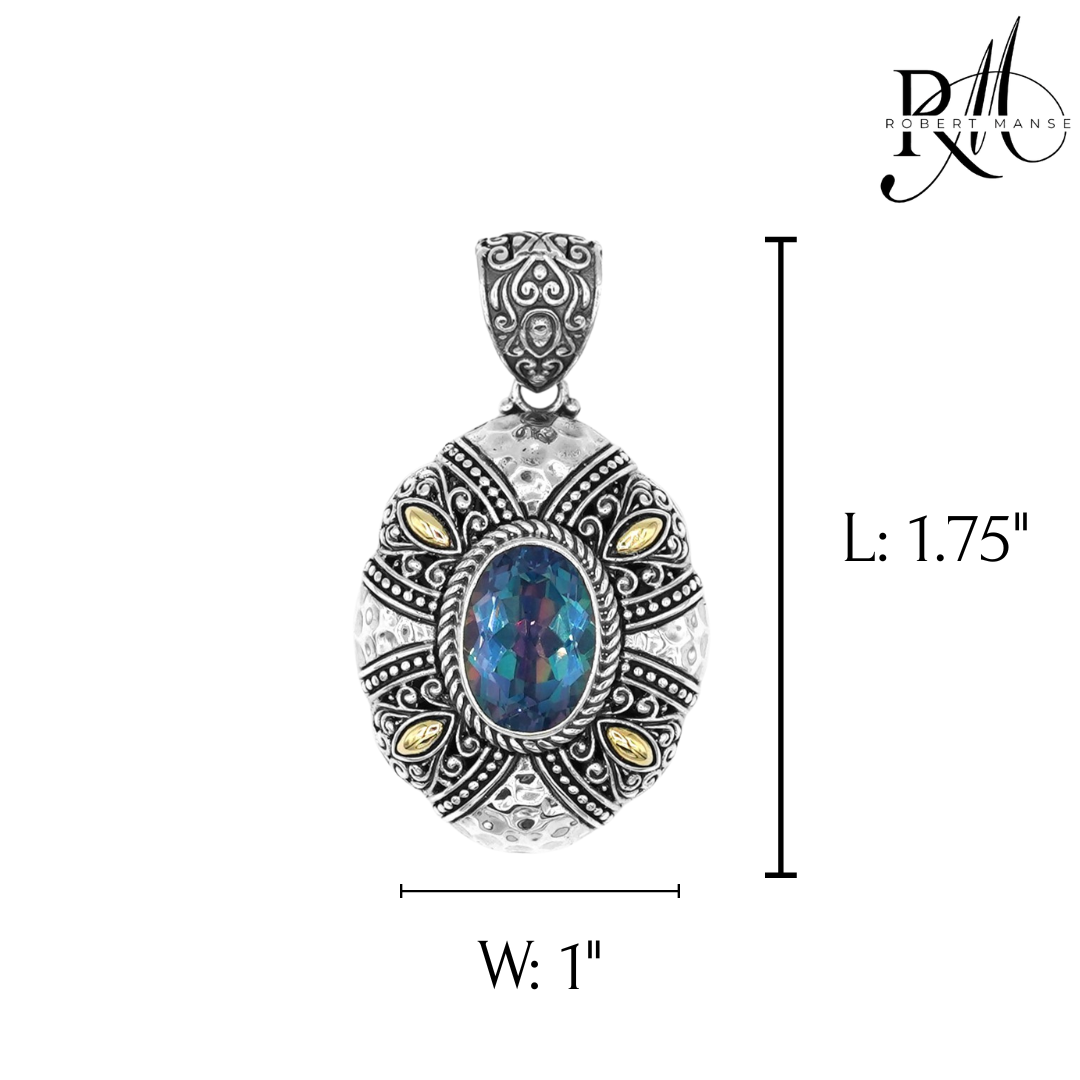 Bali RoManse Flower Petal Quartz & Hammered Sterling Silver Enhancer Pendant