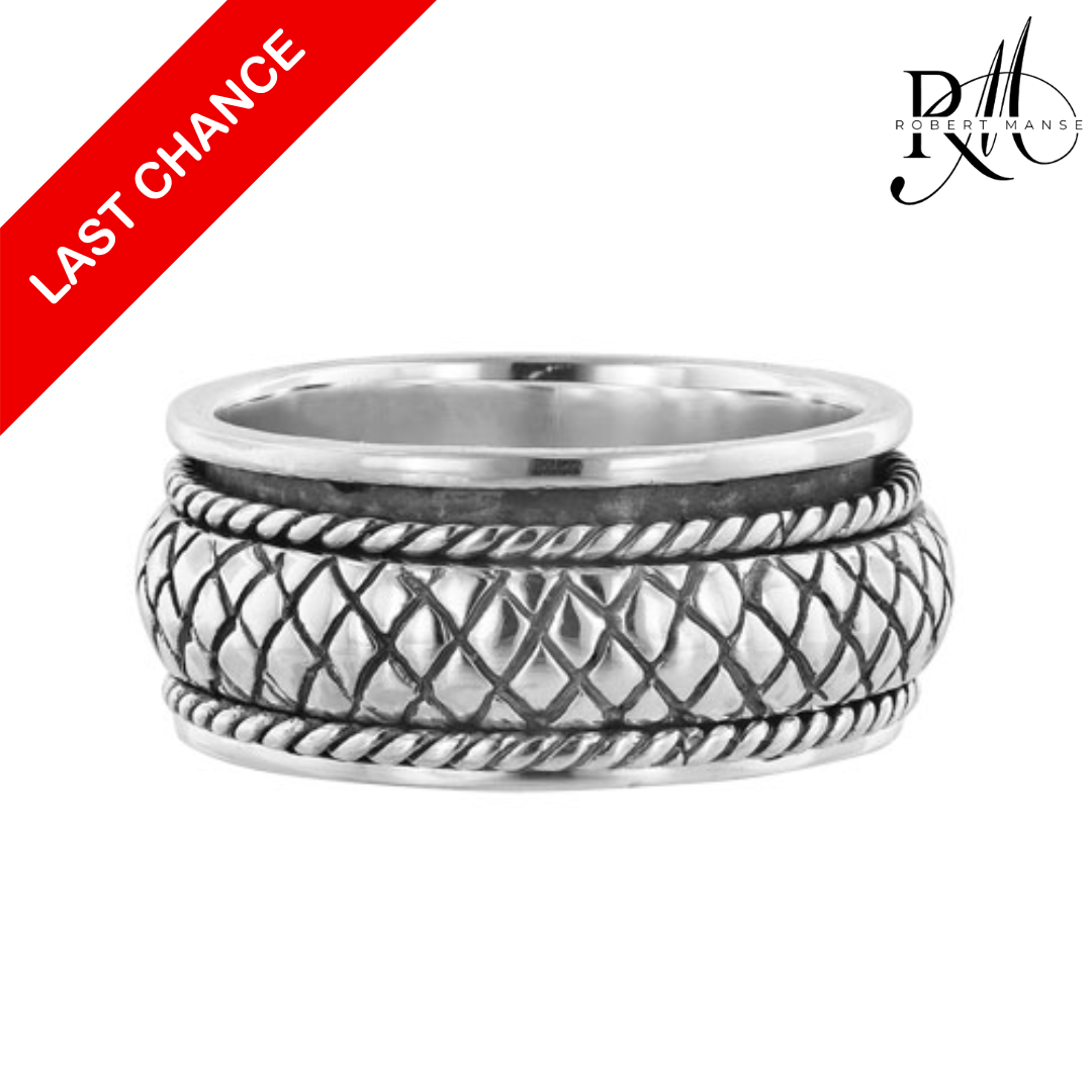 BroManse Quilted Sterling Silver Fidget Band Ring