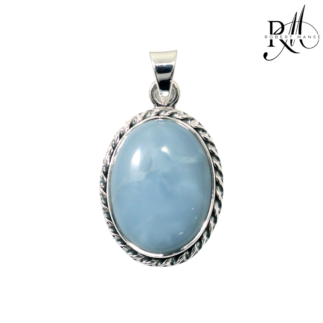 Gem RoManse Peruvian Blue Opal Twisted Bezel Pendant