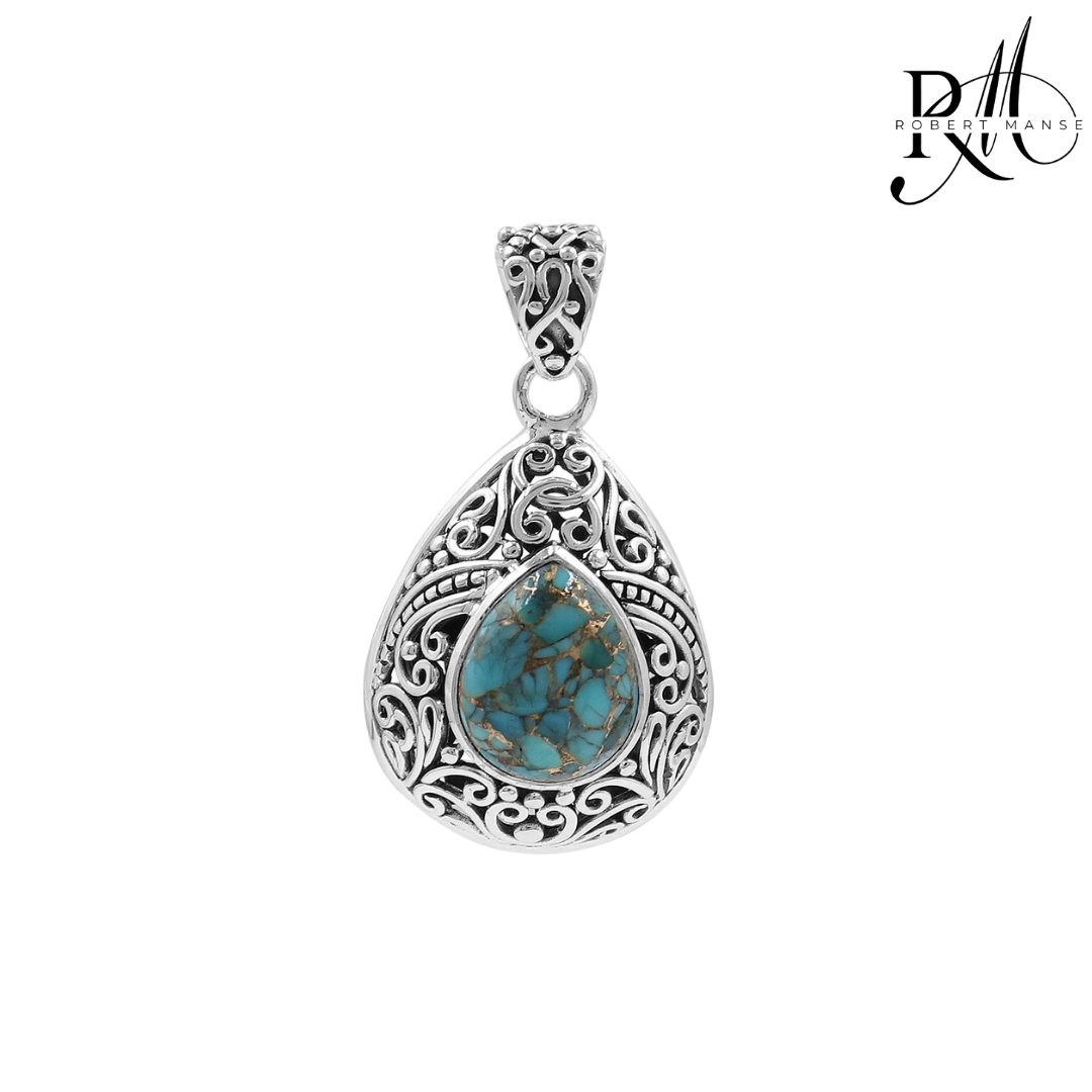 Gem RoManse Blue Mojave Turquoise Sterling Silver Pendant