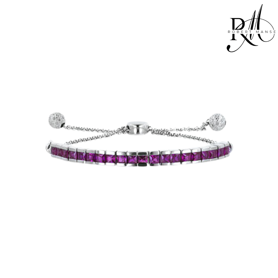 Gem RoManse Sterling Silver Channel Set Gemstone Bolo Bracelet