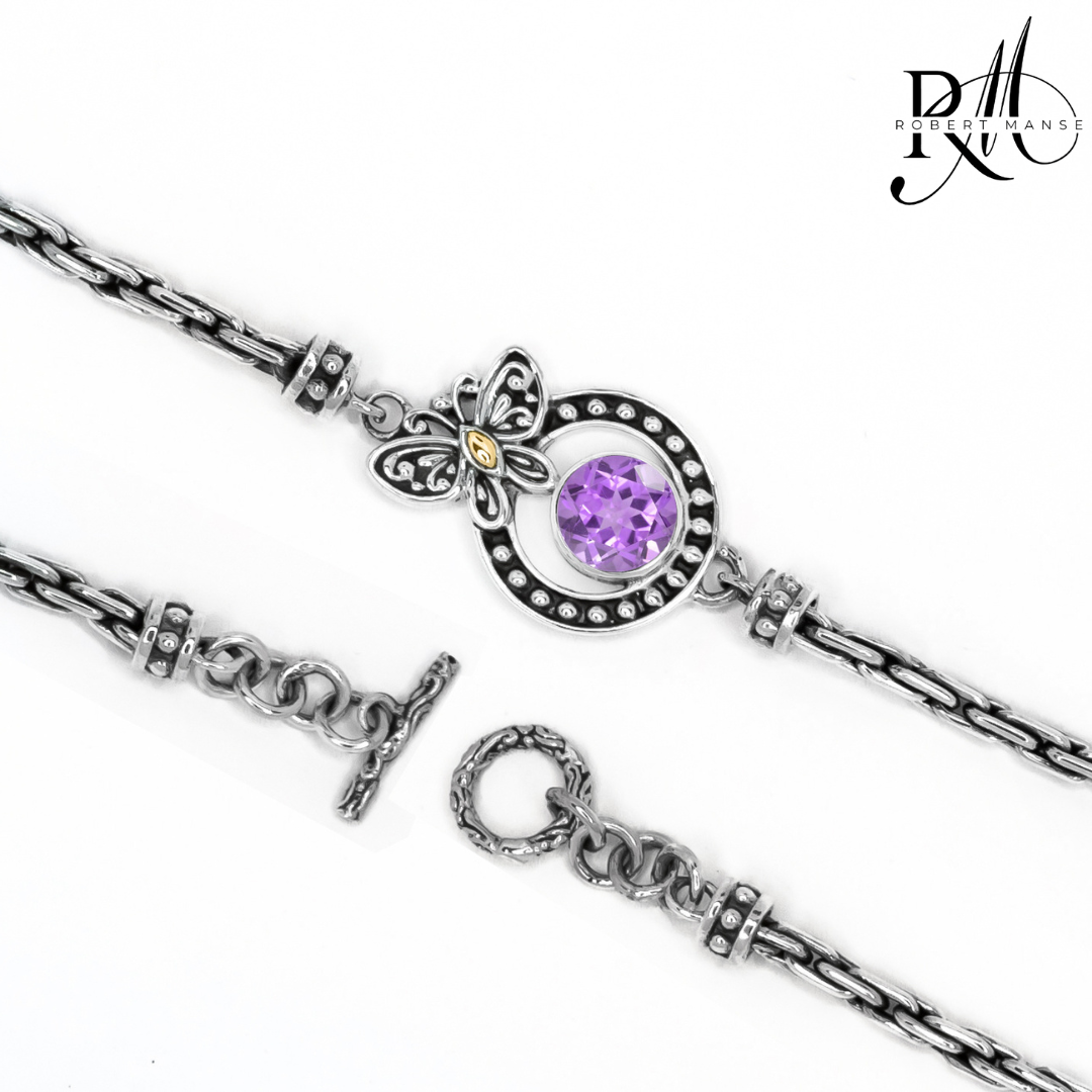 Bali RoManse Butterfly & Gemstone Sterling Silver Padian Bracelet