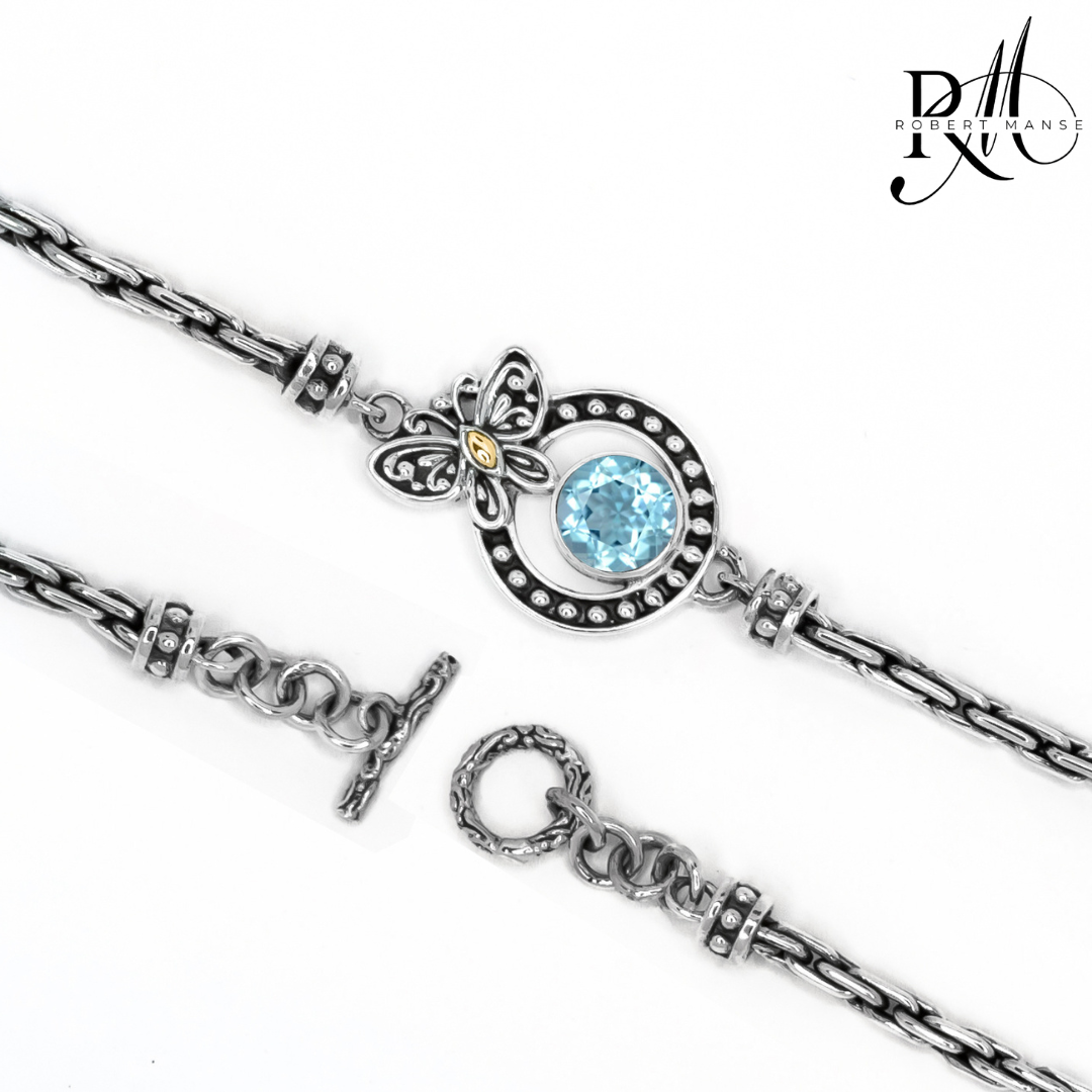 Bali RoManse Butterfly & Gemstone Sterling Silver Padian Bracelet