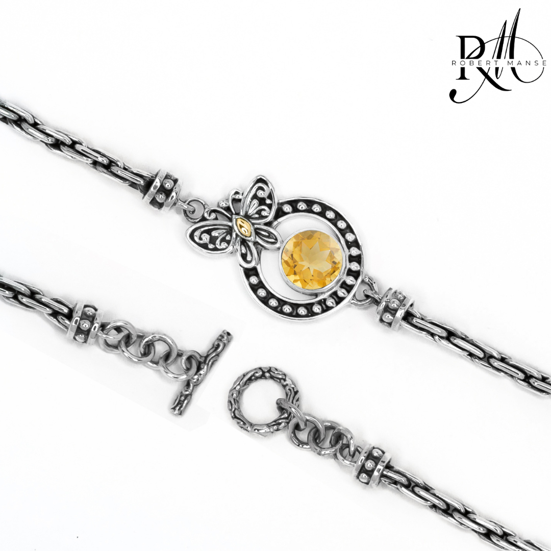 Bali RoManse Butterfly & Gemstone Sterling Silver Padian Bracelet