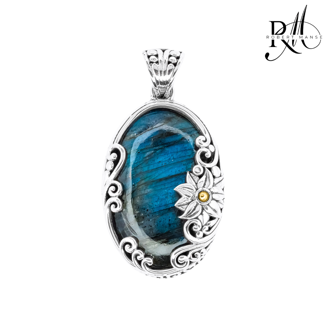 Bali RoManse Floral Vines Sterling Silver & 18K Gold Pendant