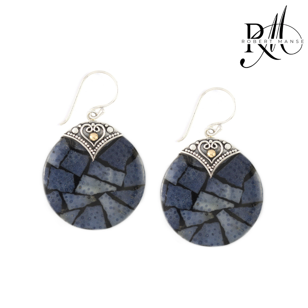 Bali RoManse Coral Sterling Silver Earrings with 18k Gold Accents