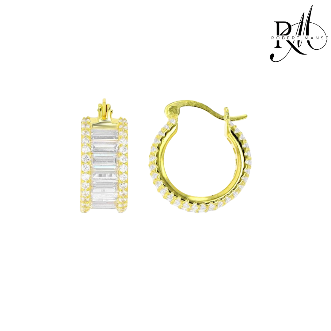 CZ RoManse Baguette & Pavè Small Hoop Earrings
