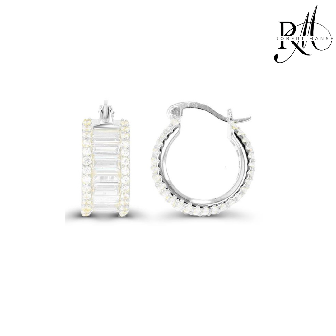 CZ RoManse Baguette & Pavè Small Hoop Earrings