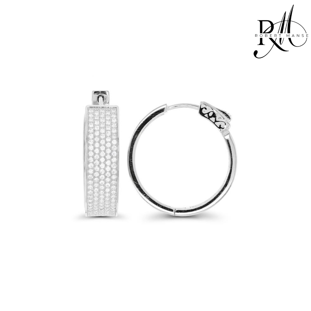 CZ RoManse Micro Pavé Hoop Sterling Silver Earrings