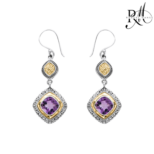 Bali RoManse Amethyst Two-Tone Earrings