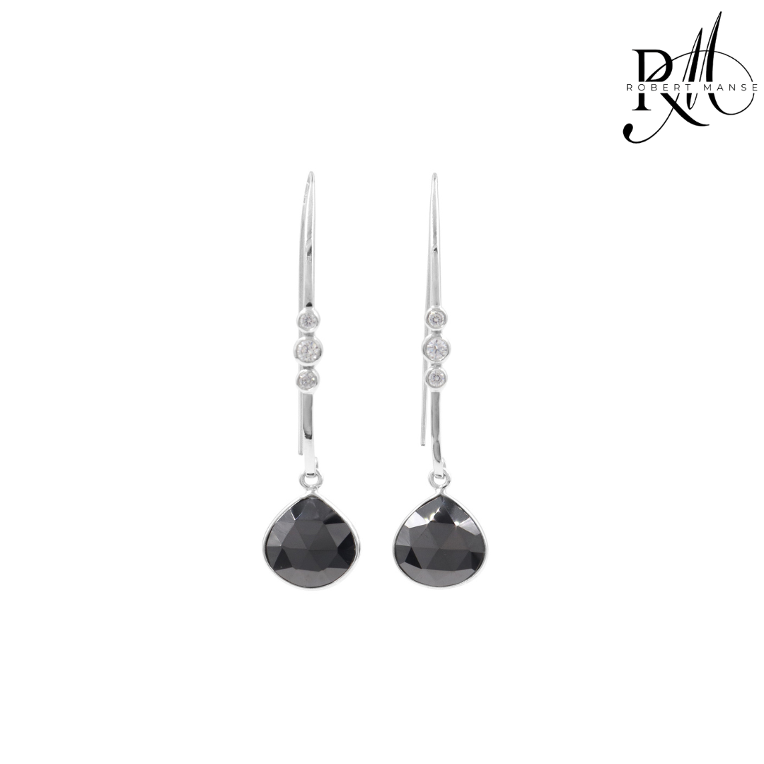 CZ RoManse Color Drop Rhodium Plated Sterling Silver Earrings