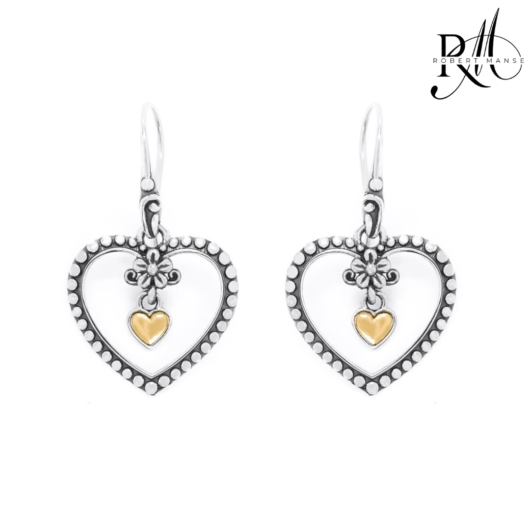 Bali RoManse 18K Gold Heart Sterling Silver Earrings