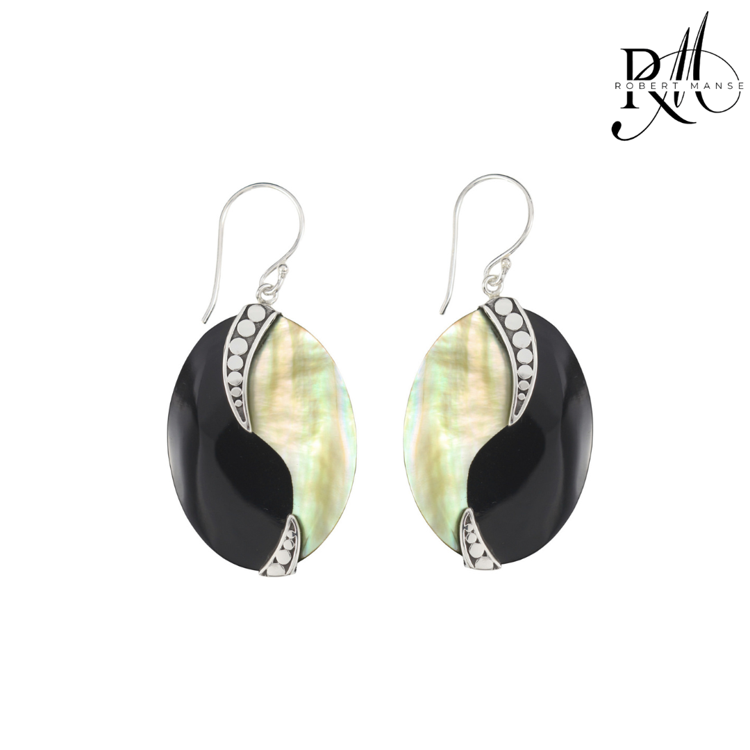 Bali RoManse Oval Shell Sterling Silver Earrings