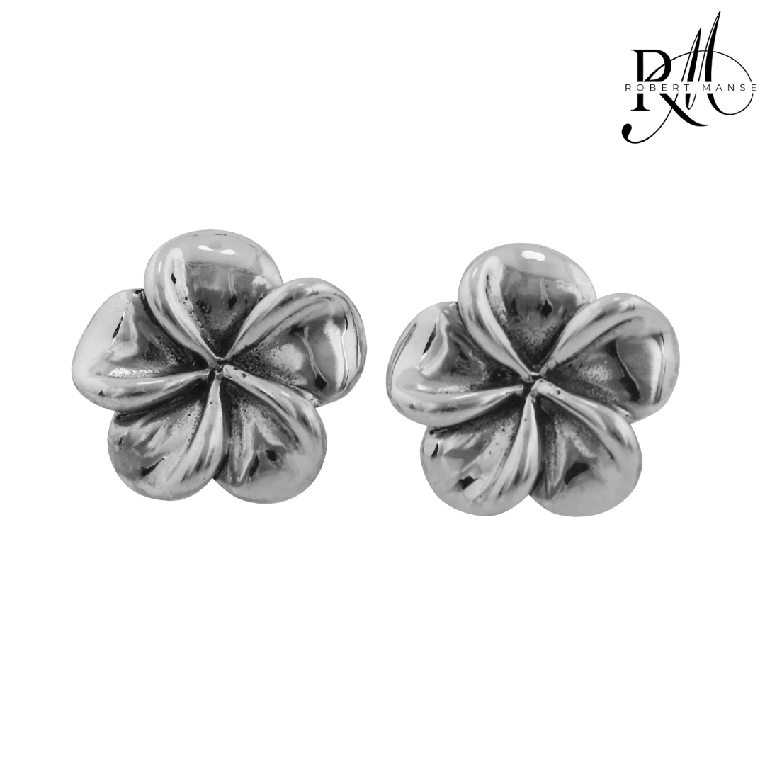 Bali RoManse Frangipani Sterling Silver Stud Earrings