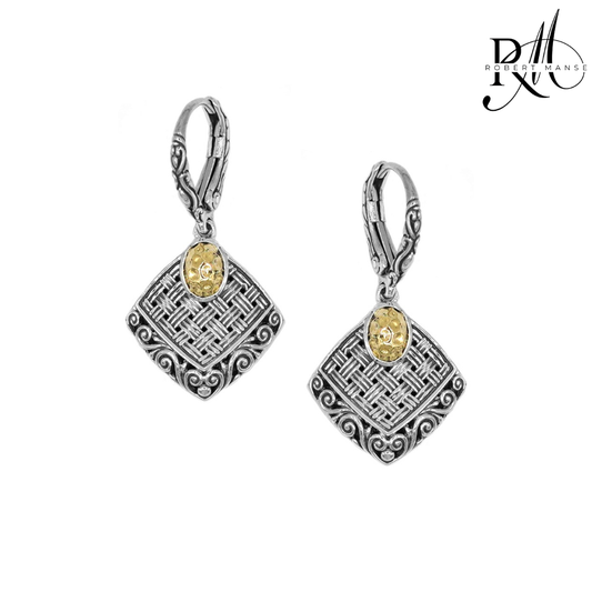 Bali RoManse Basket Weave & Scrollwork Two-Tone Leverback Earrings