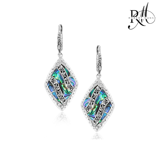 Bali RoManse Abalone Hammered Sterling Silver Earrings