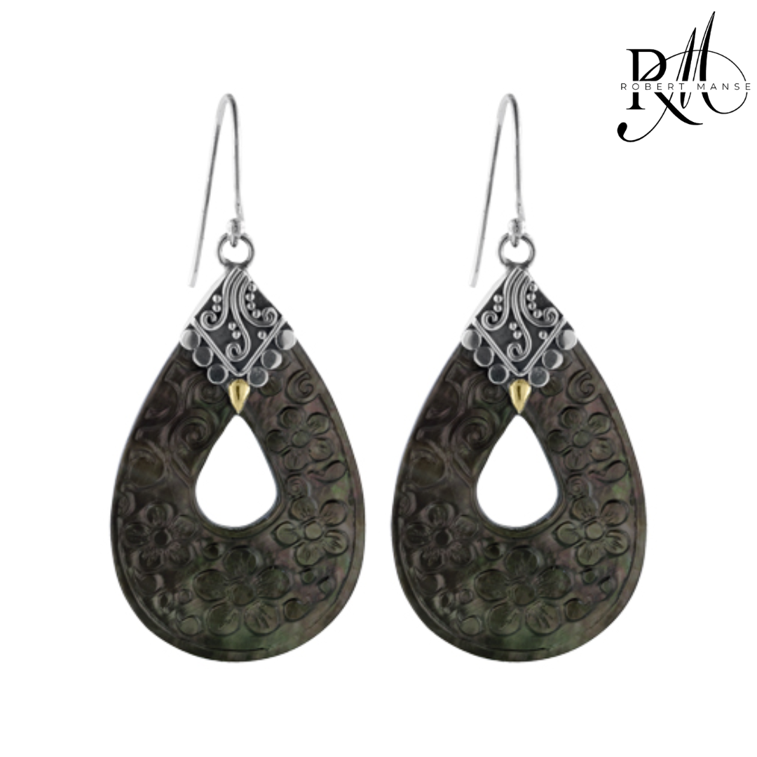 Bali RoManse Carved Mother of Pearl Sterling Silver Earrings