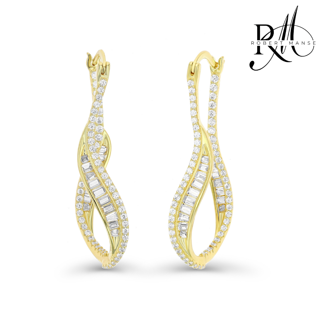 CZ RoManse Wavy Elongated Hoop Earrings