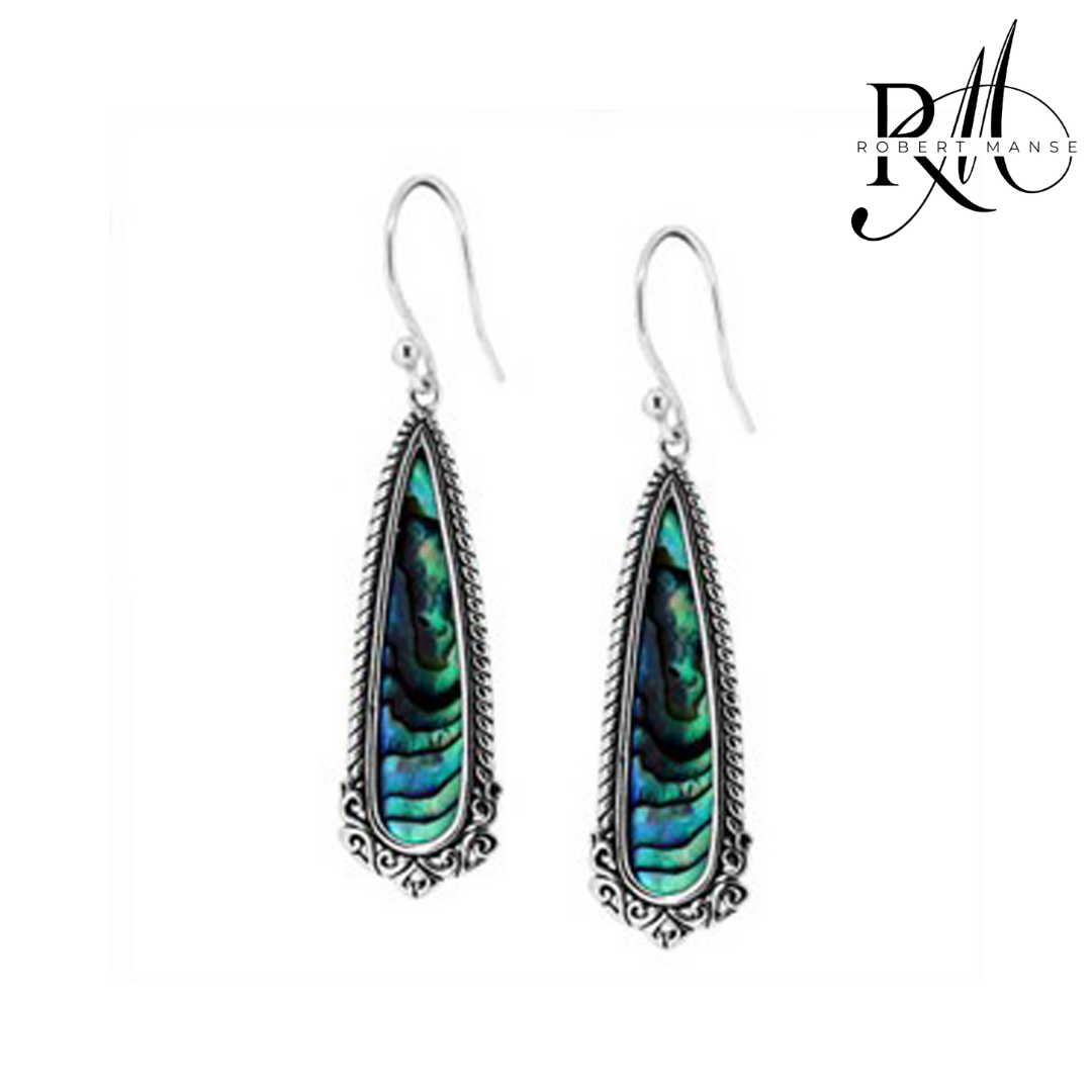 Bali RoManse Sterling Silver & Shell Elongated Dangle Earrings