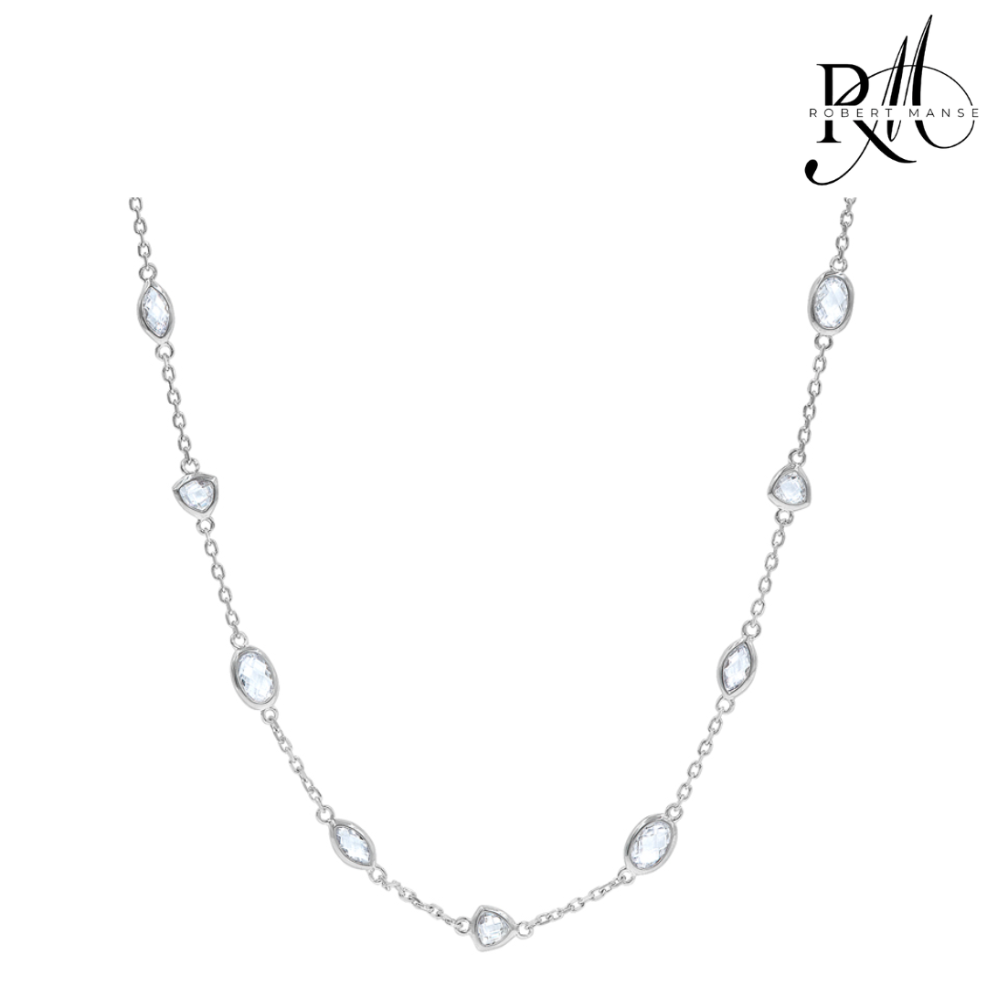CZ RoManse Sterling Silver Station Necklace