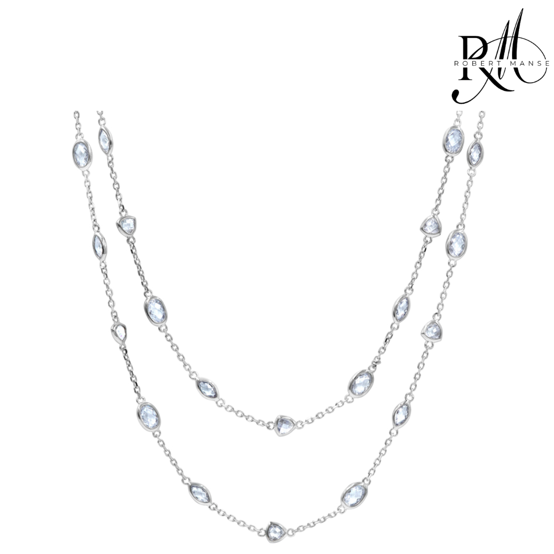 CZ RoManse Sterling Silver Station Necklace