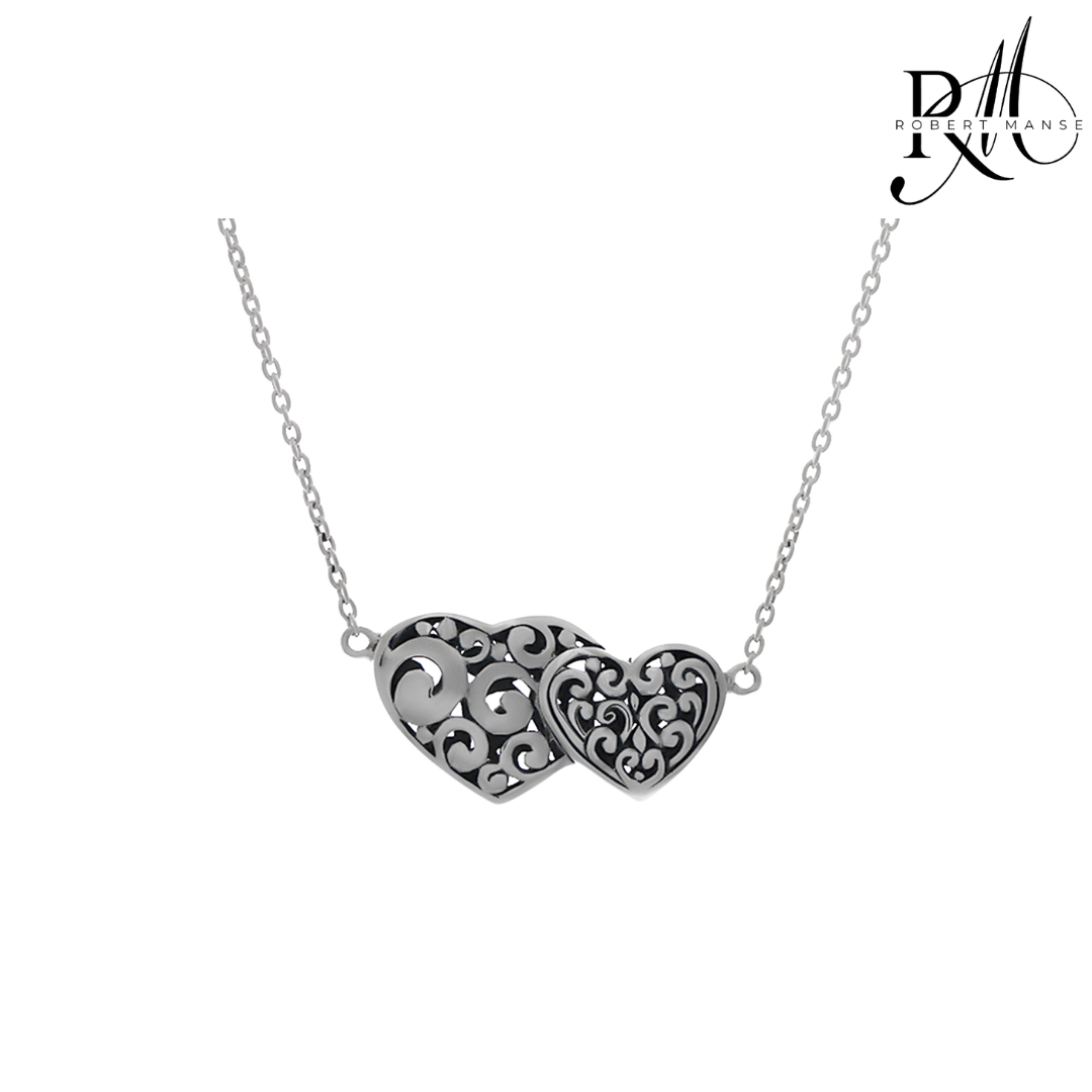 Bali RoManse Double Heart Sterling Silver 16" Necklace