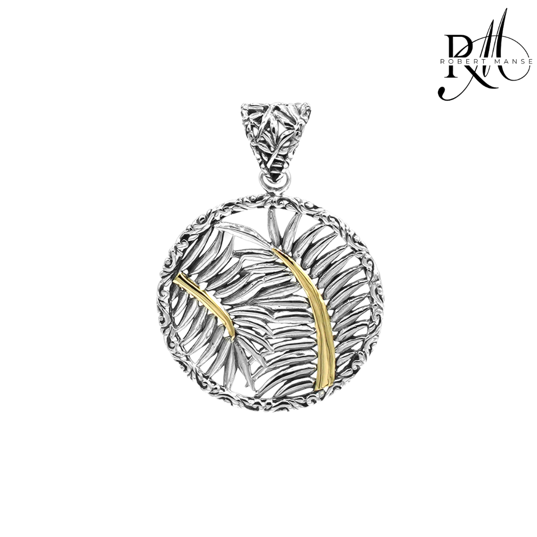 Bali RoManse Palm Leaf Sterling Silver & 18K Gold Pendant