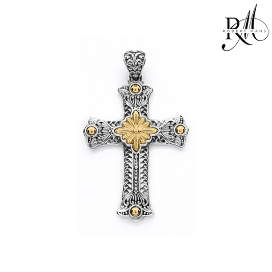 Bali RoManse Two-Tone Cross Scrollwork Pendant