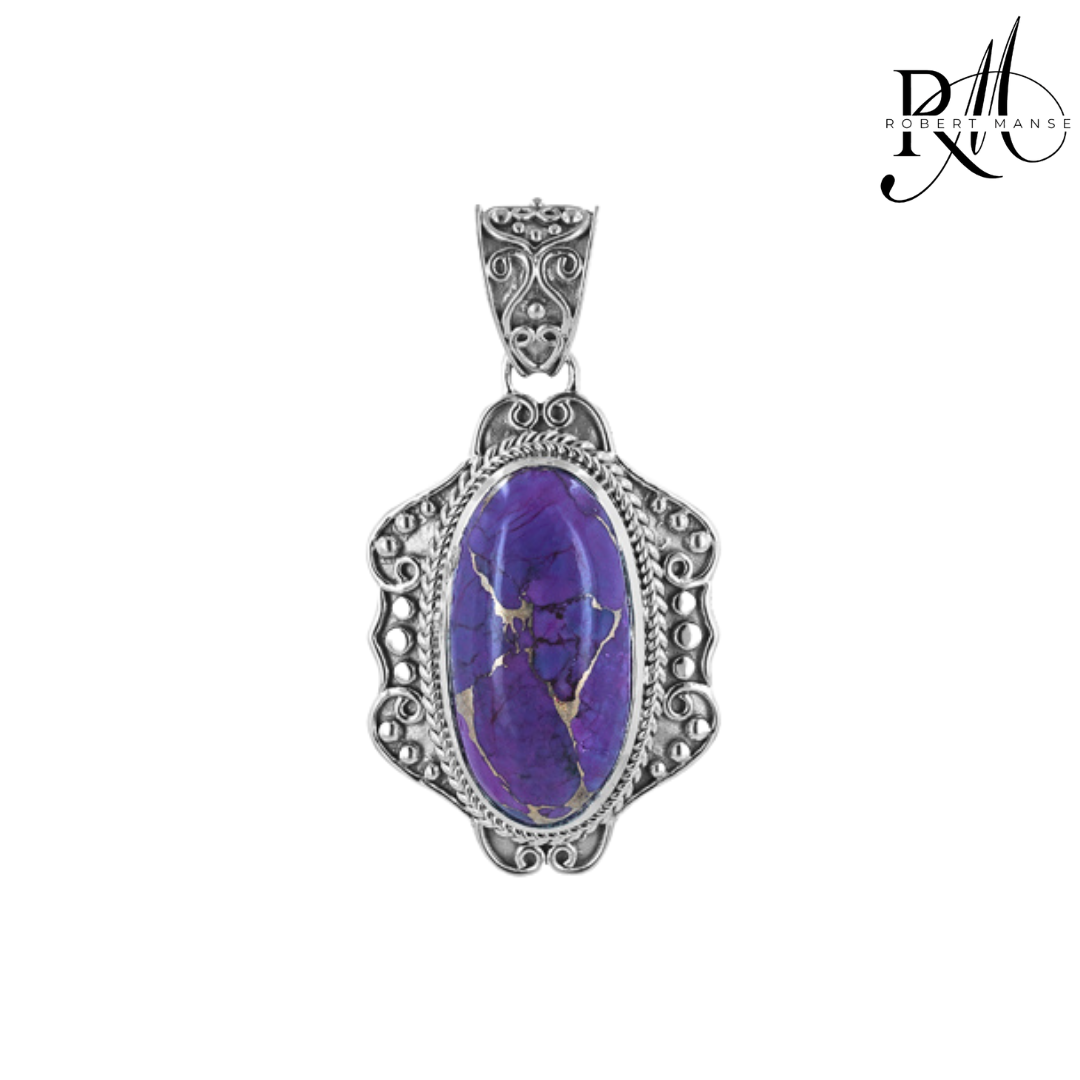 Gem RoManse Purple Mojave Turquoise Sterling Silver Pendant