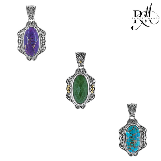 Gem RoManse Purple Mojave Turquoise Sterling Silver Pendant