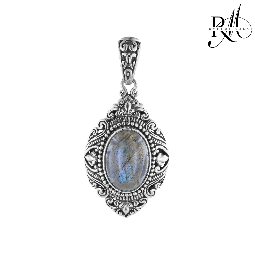 Bali RoManse Marquise Shaped Scrollwork Sterling Silver Pendant