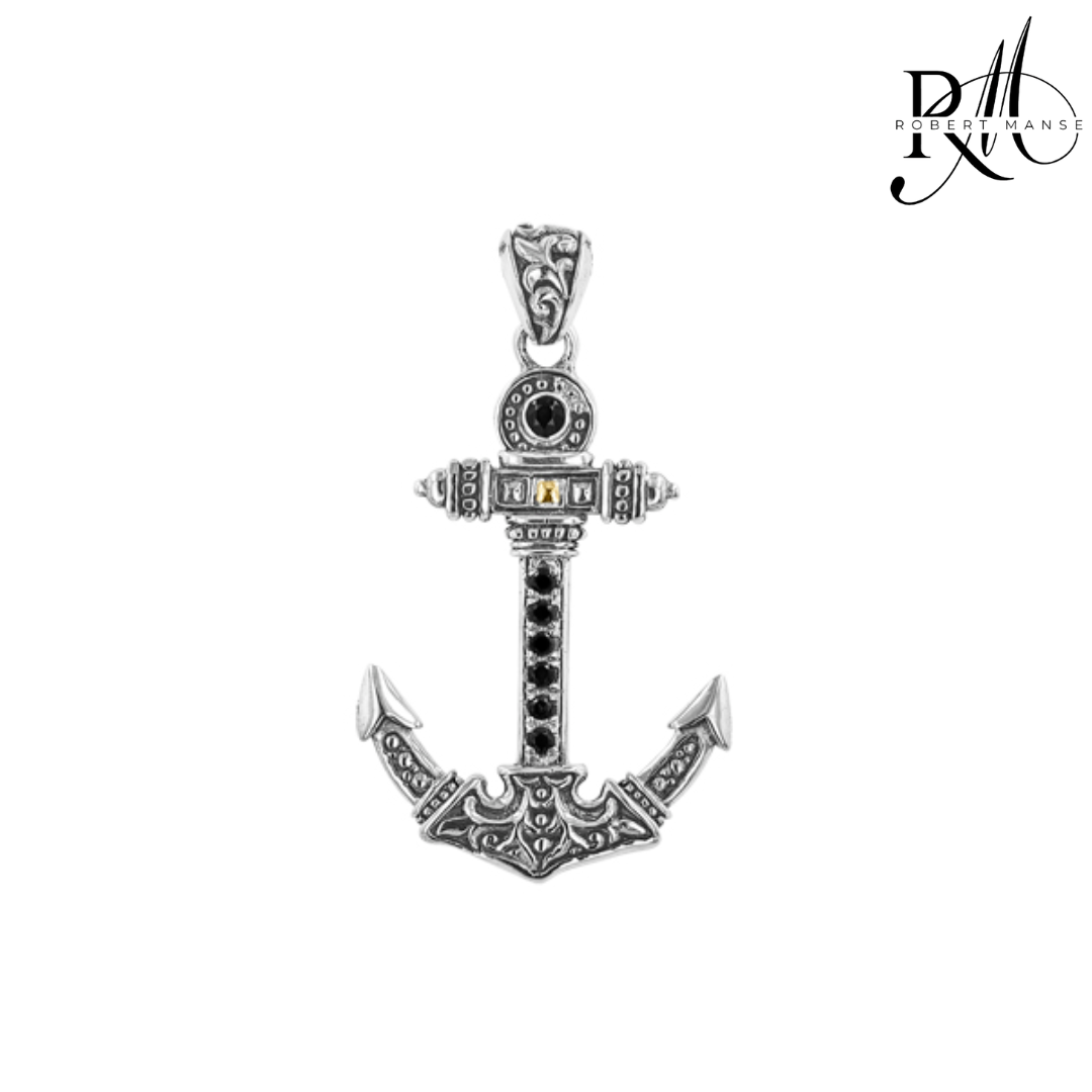 BroManse Anchor Sterling Silver & 18k Gold Pendant