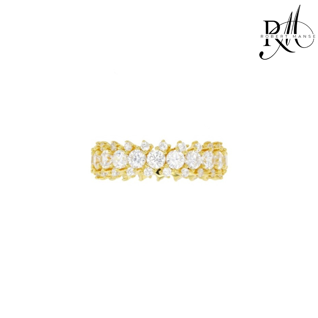 CZ RoManse Pavé Sterling Silver & Gold Plated Eternity Band Ring