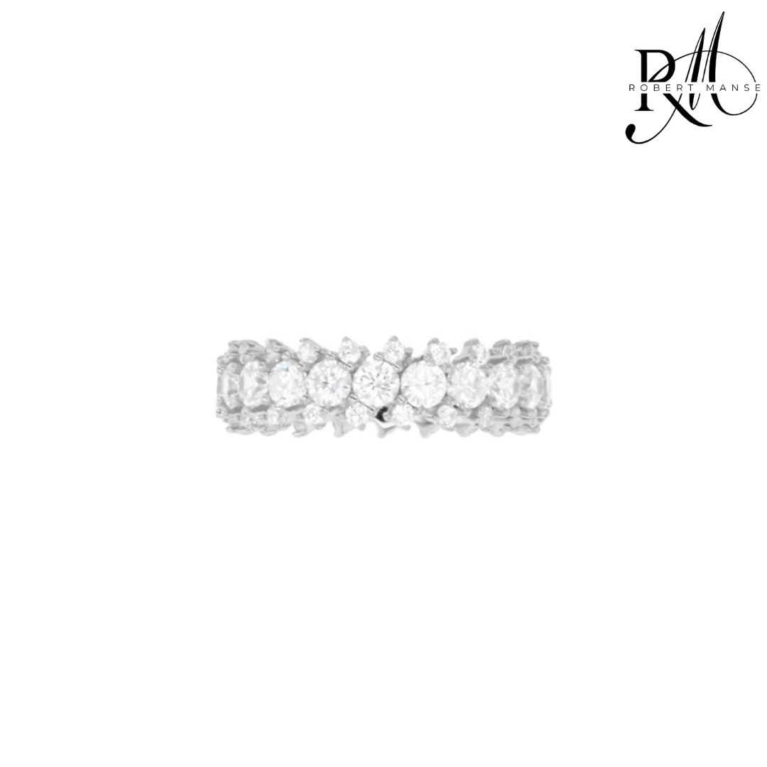 CZ RoManse Pavé Sterling Silver & Gold Plated Eternity Band Ring