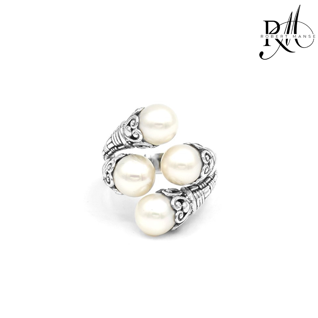 Bali RoManse Freshwater Pearl Sterling Silver Bypass Ring