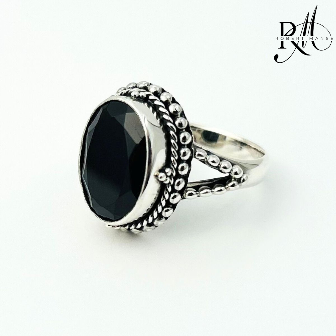Bali RoManse Oval Sterling Silver Ring with Beaded Detail