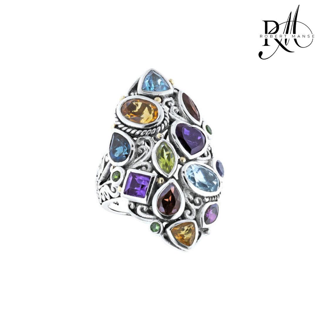 Gem RoManse Semi-Precious Gemstones Sterling Silver Cocktail Ring