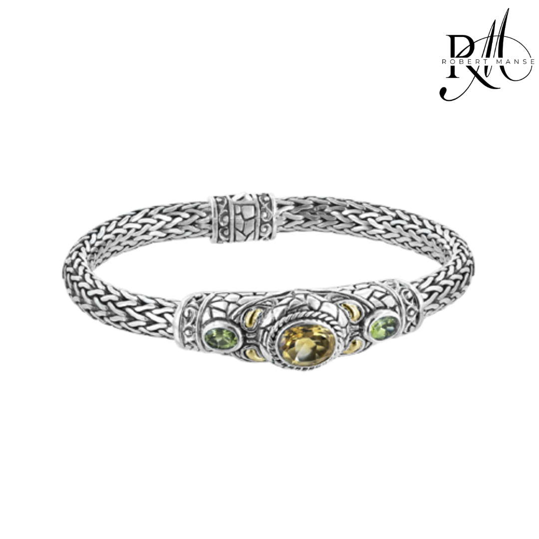 Bali RoManse Gemstone & Tulang Naga Box Clasp Bracelet with 18K Gold Accents