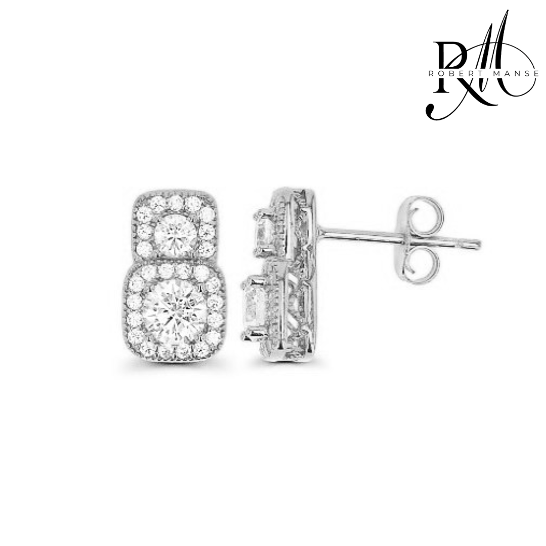 CZ RoManse Double Halo Stud Earrings